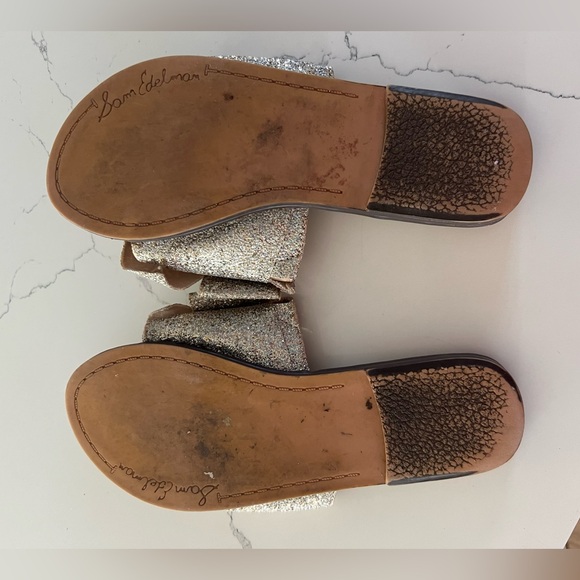 Sam Edelman Slip On Glitter Glam Sparkle Bow Gigi Sandals Girls Size 3 - Picture 4 of 8